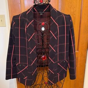 ❤️❤️❤️bogoho❤️❤️❤️Ann Taylor Black and Red Checkered Blazer